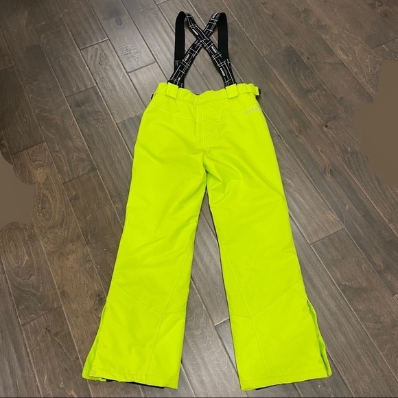 Karbon Neon Green Detachable Suspender Ski Pants and Jacket size Youth 14 - Picture 3 of 10